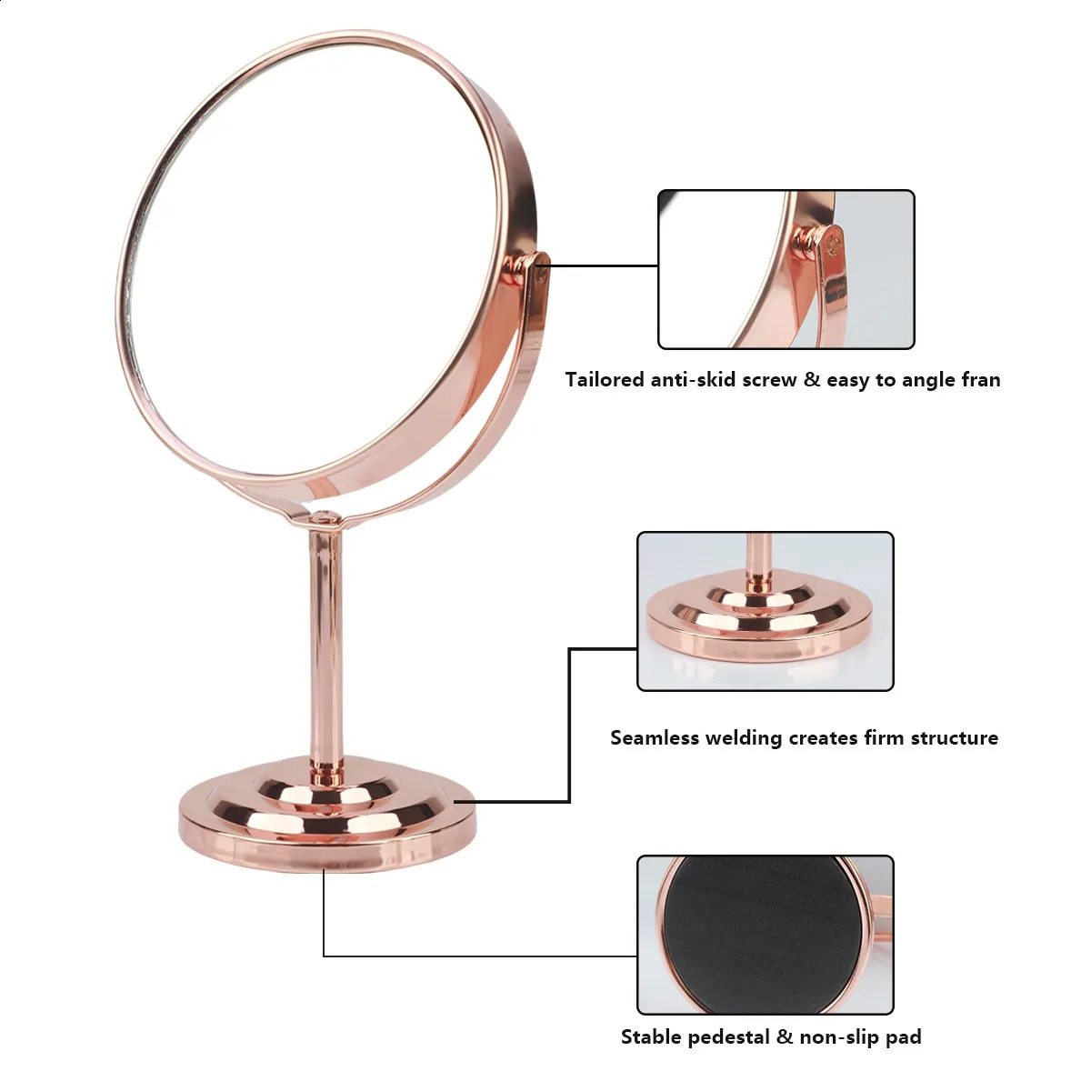 3/4/5in Double-Side Makeup Mirror With 2X Magnification Clear Reflection And Easy To Carry Desktop Vanity Mirror With Stand 241226