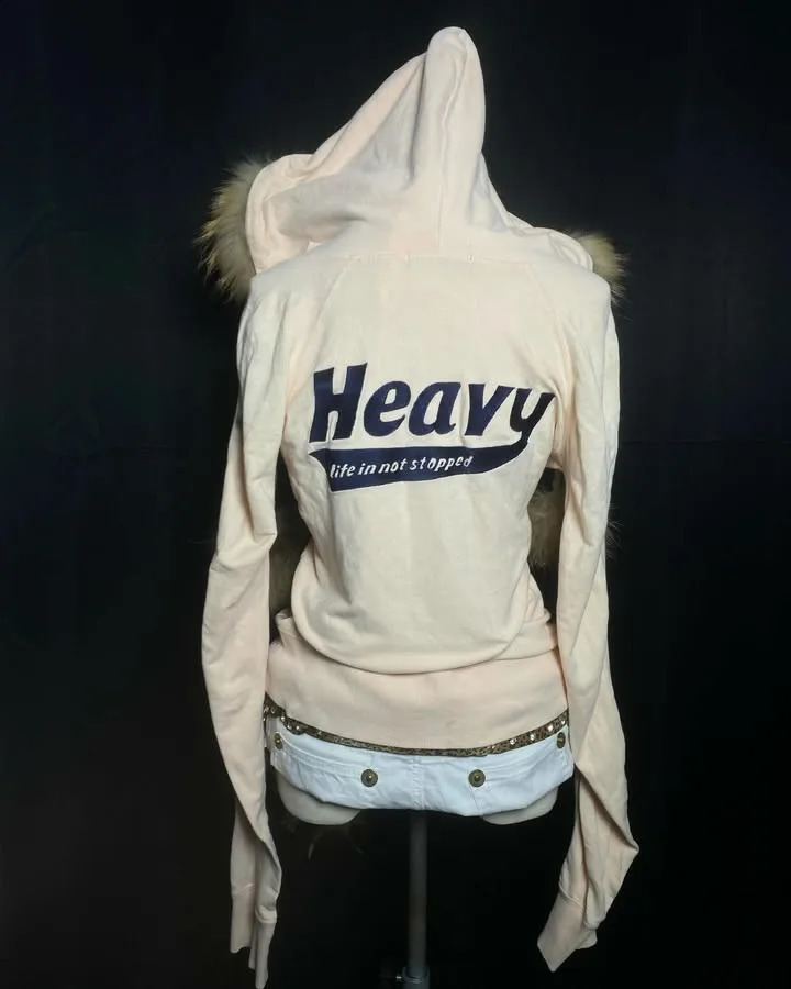 Y2K Gothic Sweet Pink Zipper Sportswear Womens Harajuku Sexy Plush Ultra Thin Hoodie with Fur Collar Coat Autumn Clothing 241223