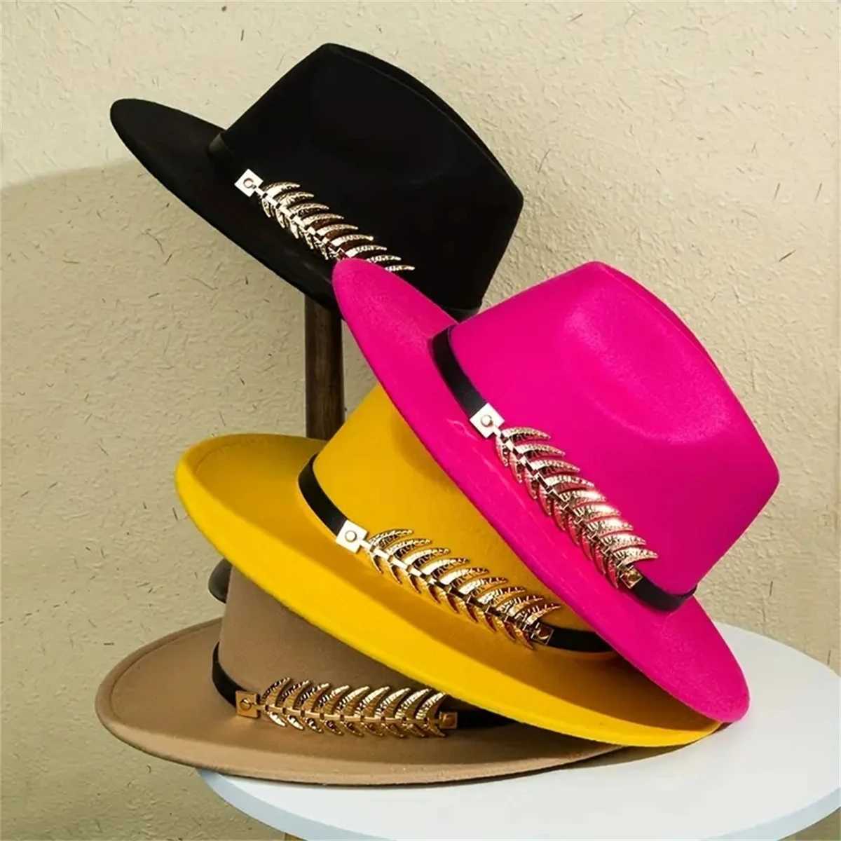 A Western womens denim hat classic tweed plain sun dress retro lightweight jazz hat suitable for both men and women W241225