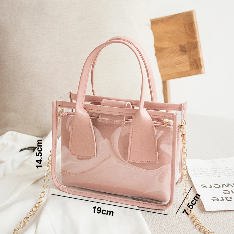 2 Pcs Summer Transparent Handbag set Women Shoulder Bag 241226