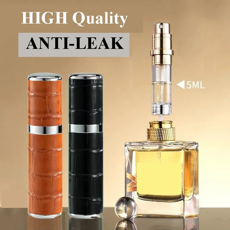 5ml Mini Perfume Refill Bottle Leather Portable Spray Bottle Empty Glass Containers for Cosmetics Perfume Atomizer for Traveling 241225