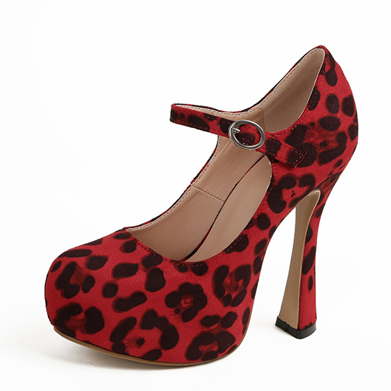 Liyke Spring Autumn Sexy Leopard Print Women Platform High Heels Stiletto Sandal Fashion Buckle Strap Party Stripper Shoes Pumps