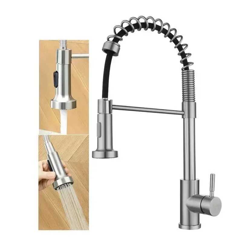 Kitchen faucet spring rotating kitchen sink Pl outlet spring nozzle mixer faucet hot and cold water crane G1/2 Y241226