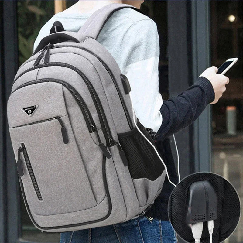 Large Capacity Backpack Men Laptop Backpacks 15.6 Oxford Black Solid High School Bags Teen College Boy Gril Student Backpack 241226