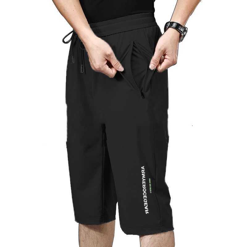 Summer New Ice Silk Shorts Mens Loose Solid Elastic Waist Pockets Patchwork All-match Casual Pants Vintage Fashion Men ClothingXJ241226