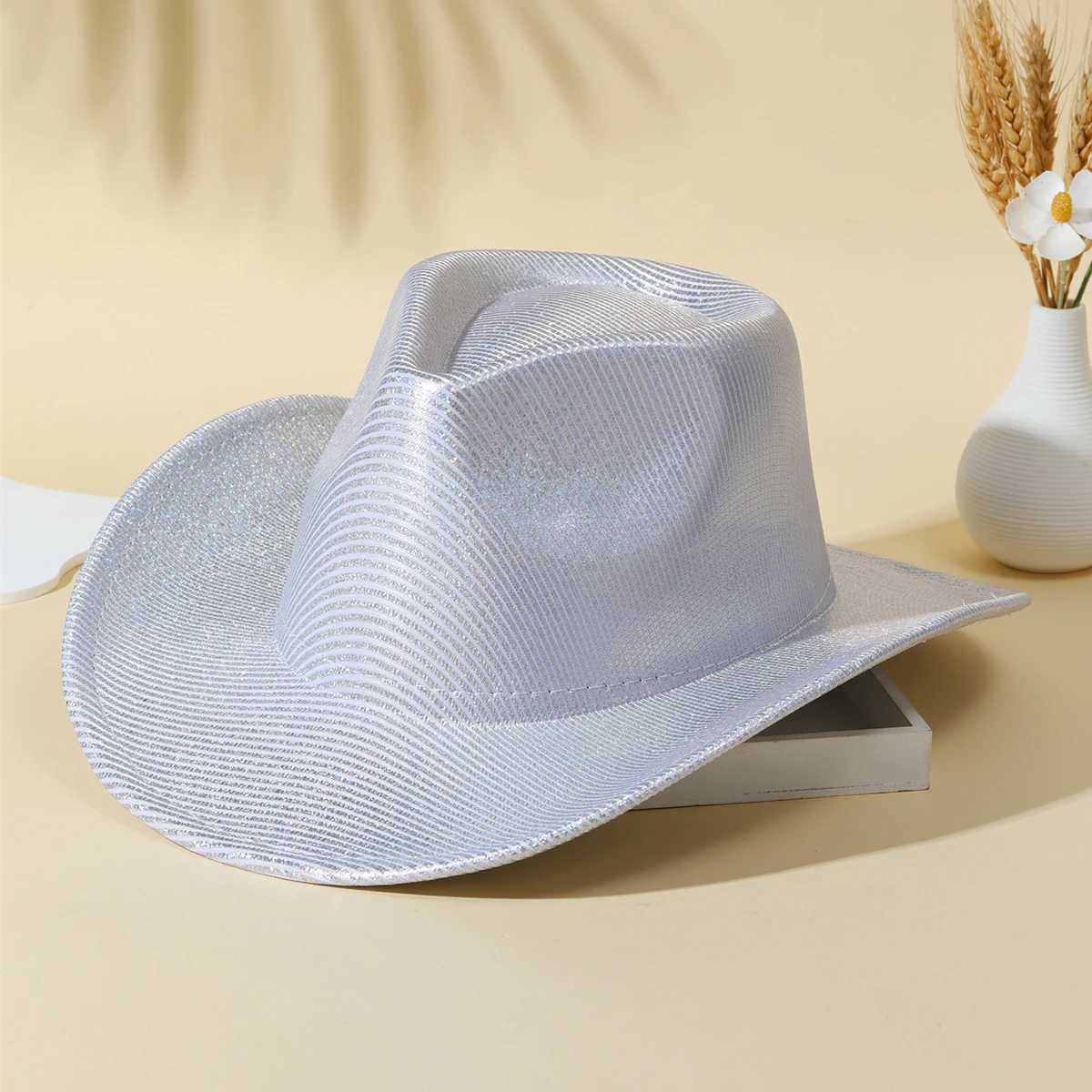 New Womens Purple Cowboy Hat Western Fedora Hat Womens Fashion Striped Cowboy Girl Hat Pink Party Jazz Hat Church Wedding Fedoras W241225