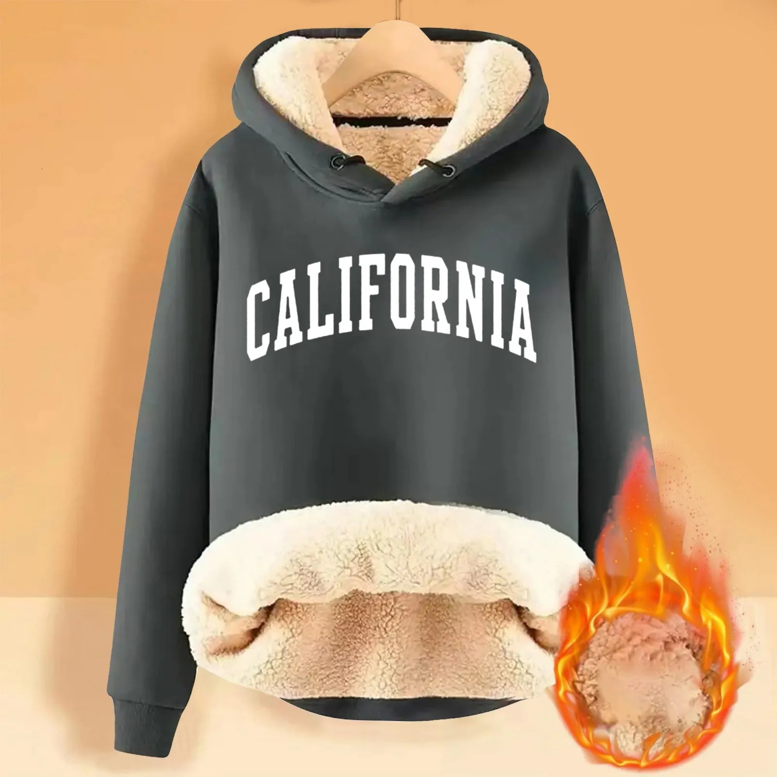 Womens Winter Padded Thickened Warm Solid Colour Multicolour Cardigan Lambswool Hooded Sweatshirt Jacket 241225