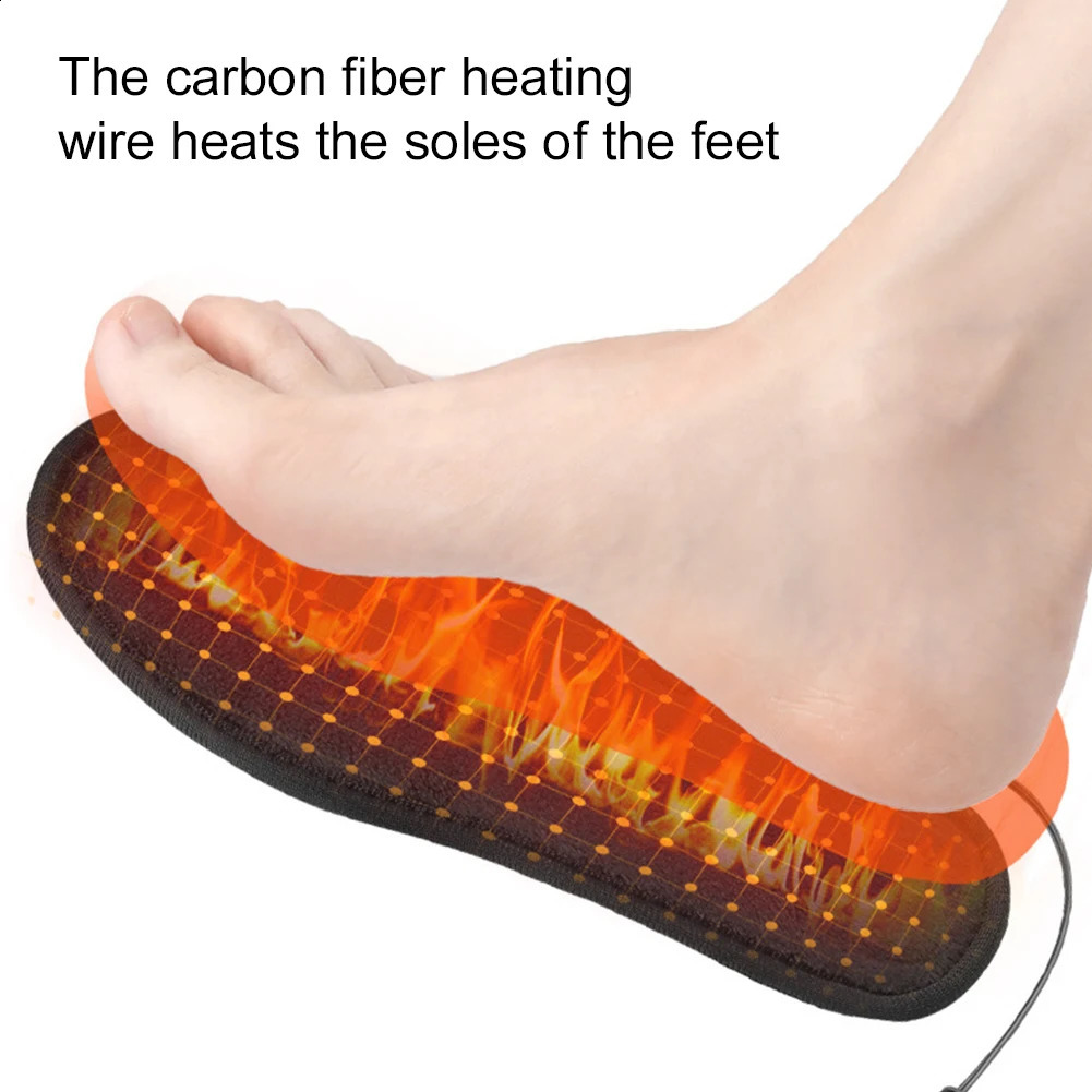 USB Rechargeable Heated Insoles Size 39-46 USB Electric Heated Shoes Pad for Outdoor Skiing Winter Foot Warmers for Women Men 241226