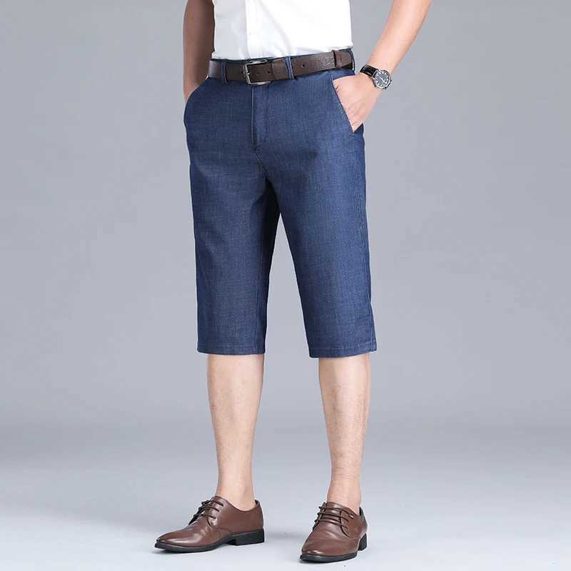 Mens ultra-thin Lyocell denim shorts summer classic fashion straight shorts business casual shorts for men W241226
