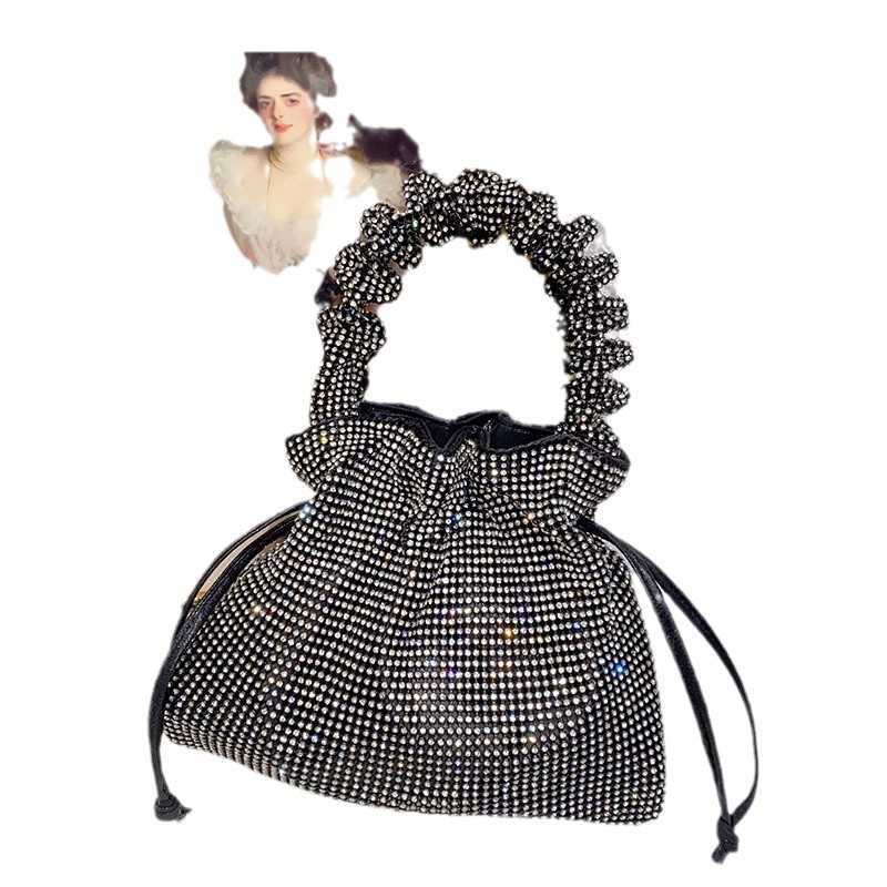 Fashion Trendy Personalized Evening Bags Elegant Light Luxury Dumpling Bag Tote Shiny Ineffective Diamond Inlaid Handbag 241226