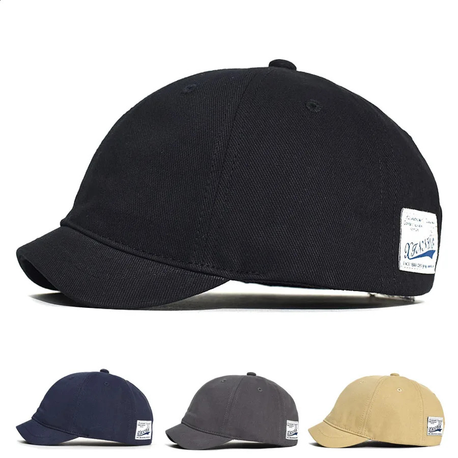 Short Brim Cotton Baseball Cap Men Women Casual Vintage Dad Hat Adjustable Trucker Style Low Profile Caps Nylon Fastener Tape 241226