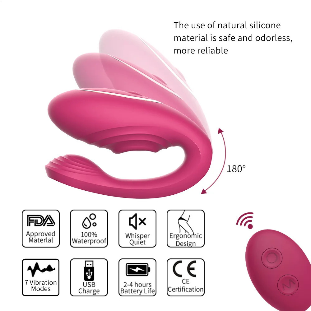 U Shape Panties Vibrators for Women G Spot Clit Erotic Tapping Massager Double Vibrating Silicone Sex Toys Couples 241226