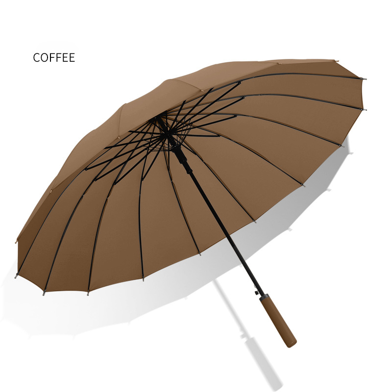 Wholesale Monochrome Long Handled Umbrellas - Elegant Leather Wrapped Handle