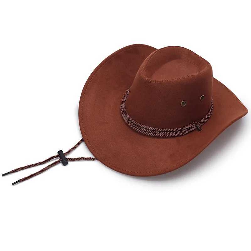 New 2022 Sun Hat Artificial Leather Cowboy Hat Mens and Womens Travel Cs Fashion Western Hat Cheu Cowboy 9 Colors W241225
