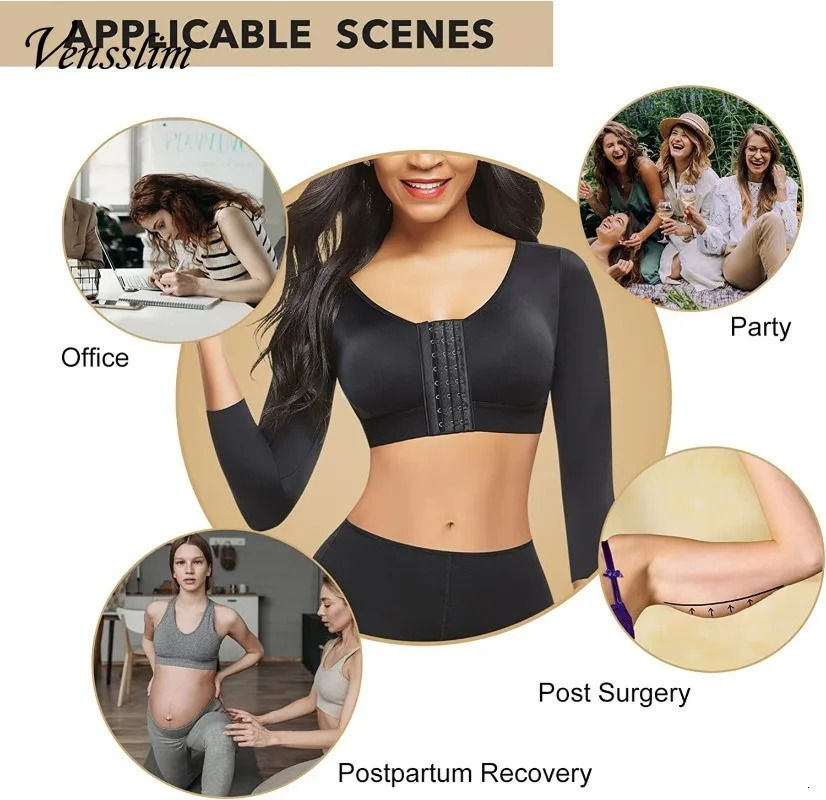 Arm Shaper for Women Post Surgery Push Up Bra Compression Sleeves Slimming Arm Front Closure Seamless Shapewear 241225