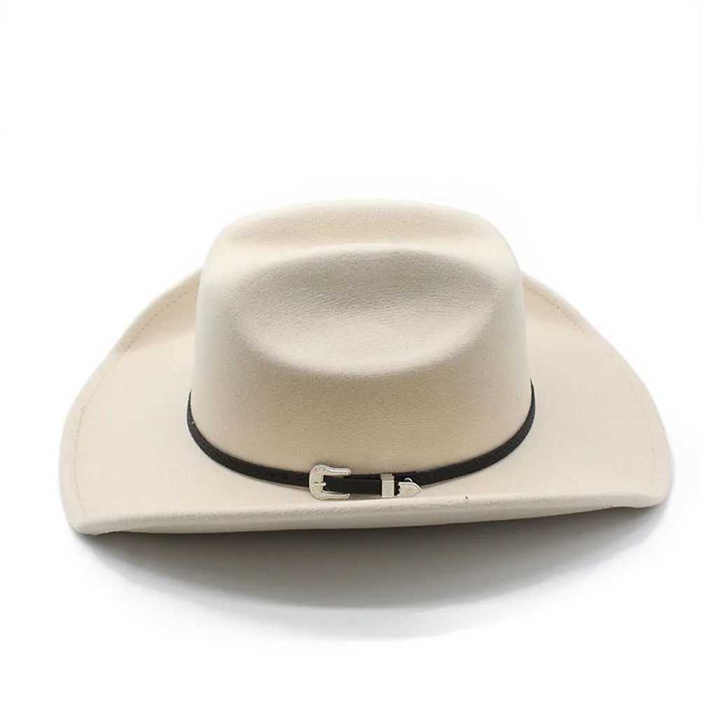 Seasonal Cowboy Hat for Men and Women Jazz Cs Wool 57-58cm Western Curve Brim Cowboy Girl Accries NZ0067 W241225