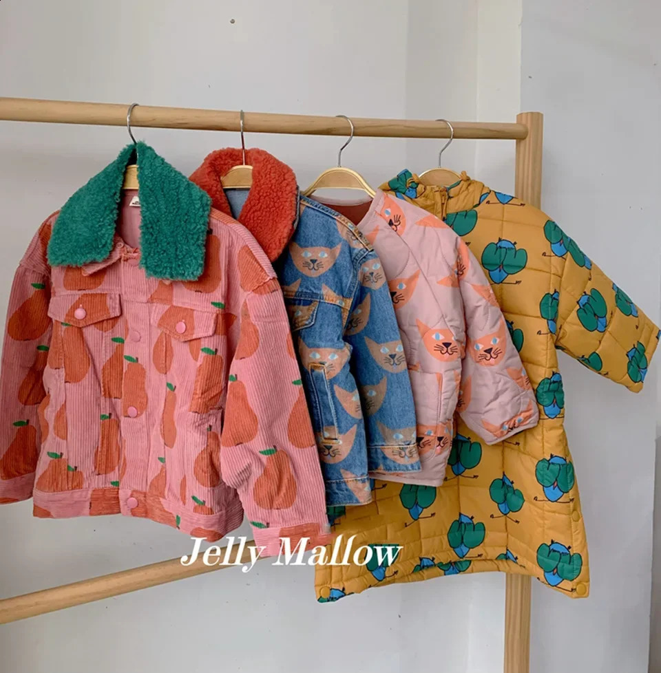 Baby Girl Clothes JM Korean Winter Boys Coat and Pants Cute Cartoon Kids Sweater Toddler Outfit Set 241225