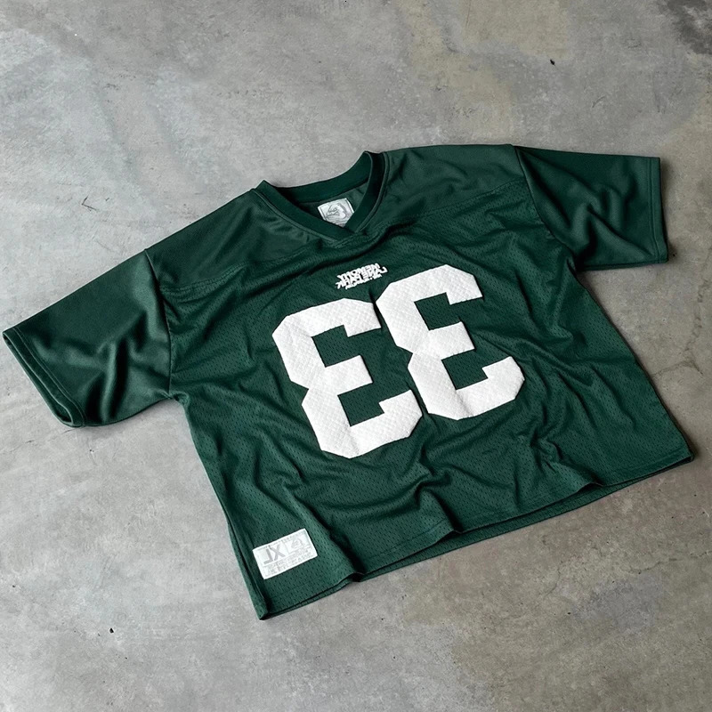 Jersey Y2K T Shirt Clothes Men Women Hip Hop Letter Graphic Puff Print Oversized Baseball Uniform Sportswear Short Sleeved Tops 241225