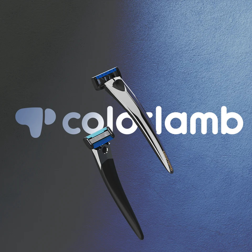 Colorlamb Metal Handle Manual Razor for Men Shaving Barber Classy Silver Color Shaver with 5 Blades Cartridge Set 241225