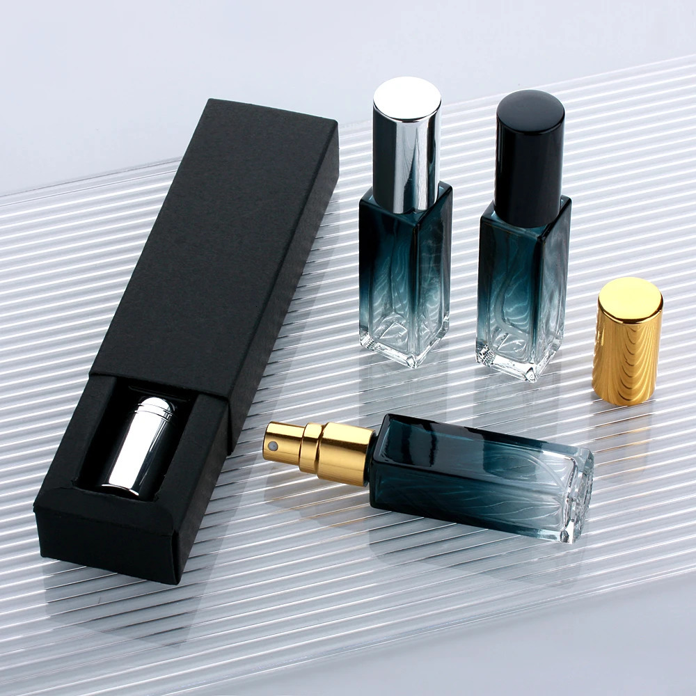 Wholesale 10ml Refillable Thick Square Glass Perfume Bottle With Box Portable Sprayer Pump Bottles Empty Container 241225
