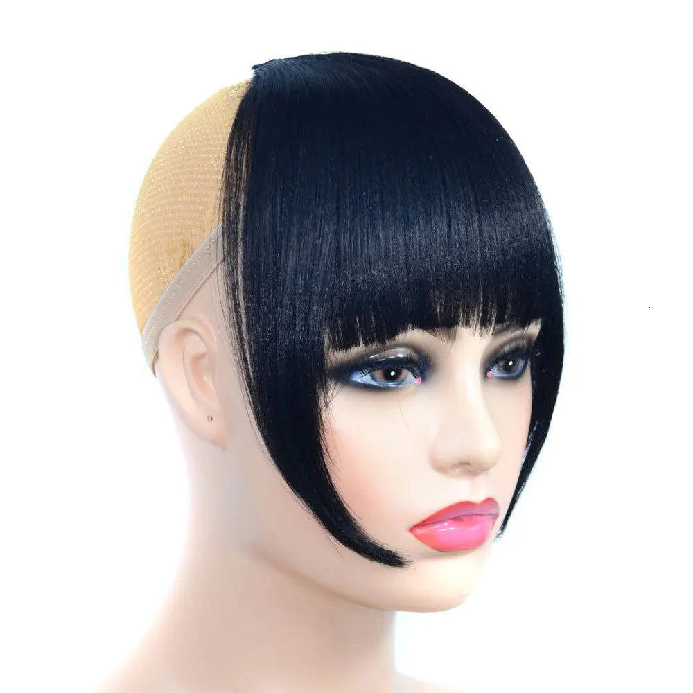 Synthetic Yaki Clip in Bangs Short Kinky Straight Hair Extensions Clip on Bangs with Temple Thick Bangs Fringe Hairpieces 241225