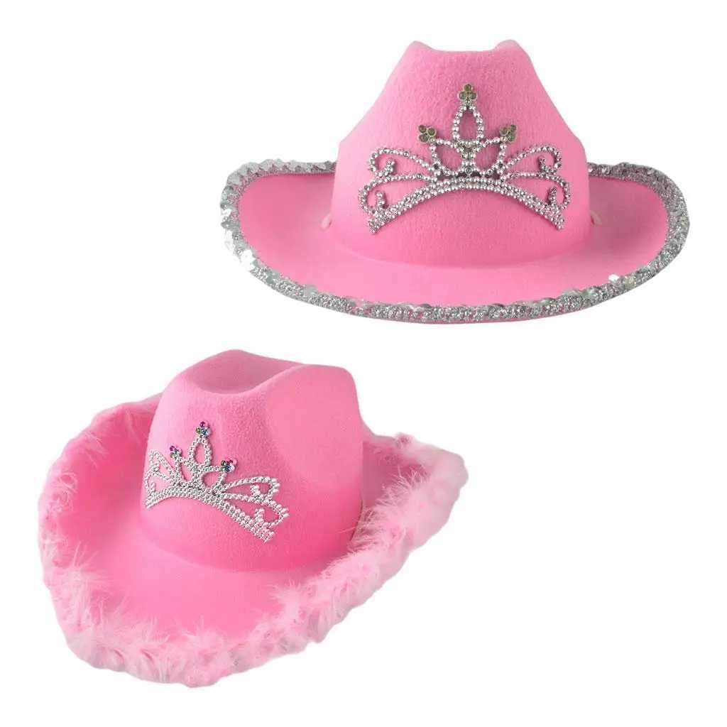 Pink Cowboy Hat Pink Cowgirl Prink Hat with Tiara Design Pink Cowboy Hat W241225
