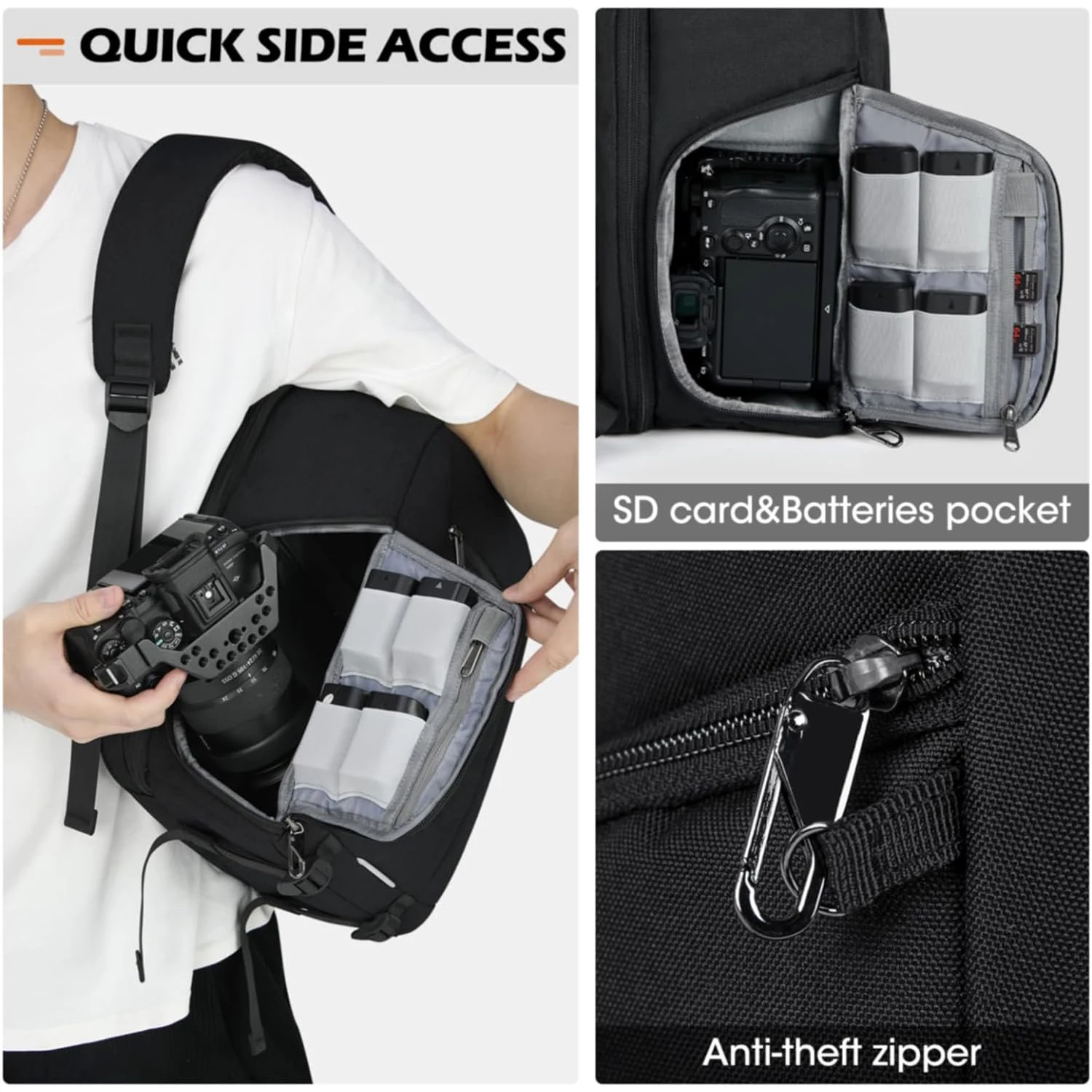 Camera Bag Backpack Waterproof Laptop Backpack Anti Theft Travel Camera Case Large Capacity Pography Backpack with Rain Cover 241225