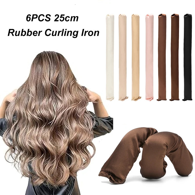 DIY No Heat Hair Curlers Satin Covered Flexi Rods for Heatless Curls Rollers To Sleep in All Hair Types Curling Rod Headband 6pc 241225