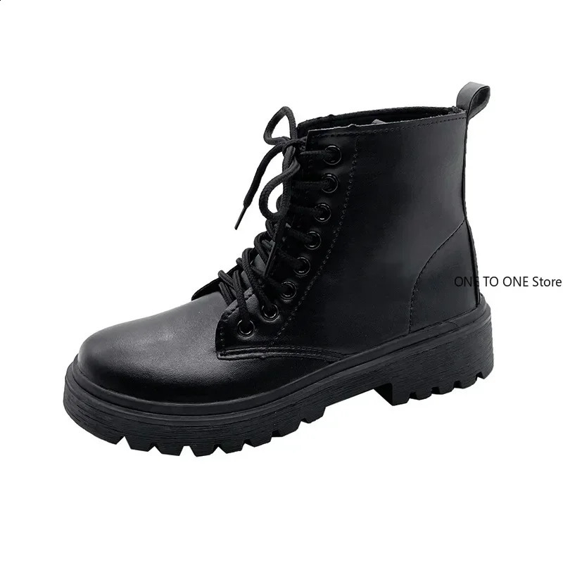 Women Ankle Boots Autumn Woman Fashion British Style Black Casual PU Dress Shoes Female Motorcycle Boots Plus Size 43 241226
