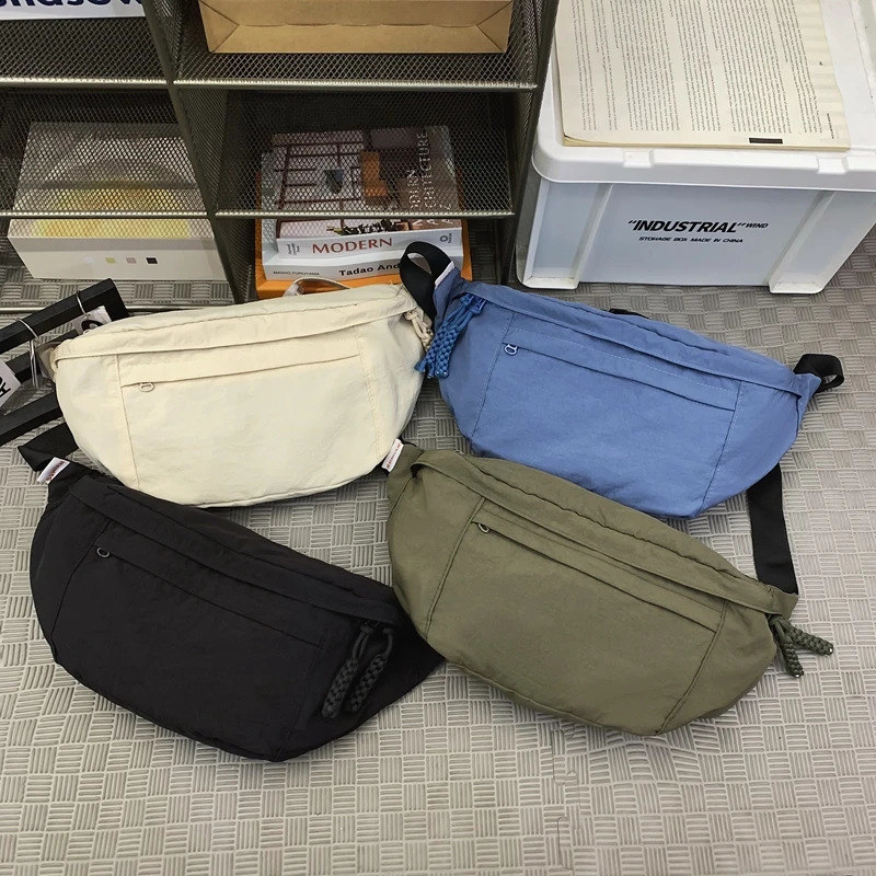 Large capacity mens waist bag Fanny bag Street hip-hop waist bag Casual unisex cross body chest bag Outdoor nylon strap bag 241223