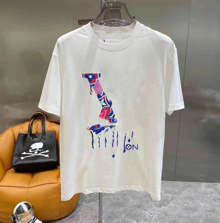 summer Mens womens designer T-Shirts France fashion brand 1V letter flocking Graphic Print Breathable couple cotton Round neck Short sleeve tops tees Clothing