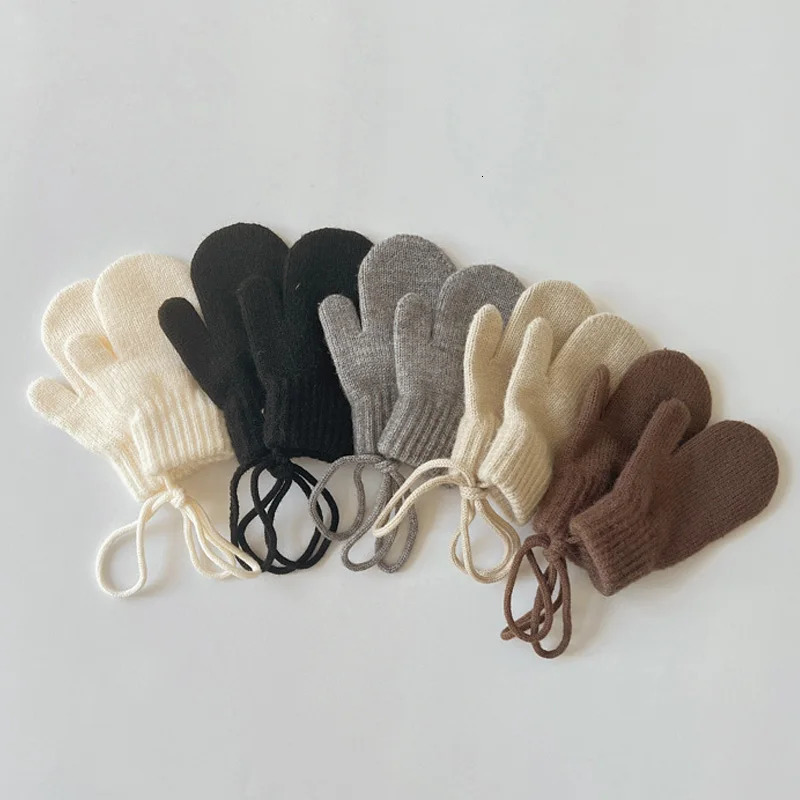 Wool Baby Winter Gloves Candy Color Halter Kids Mittens for Children Girls Boys Accessories Warm Knitted 14Y 241225
