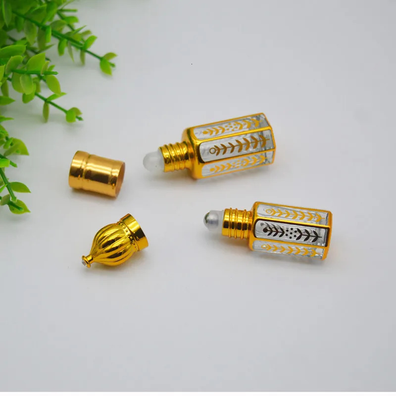 6/9/12ml Essential Oil Roller Bottle Gold Dropper Perfume Bottles Travel Refillable Roll On Glass Empty Container 241225