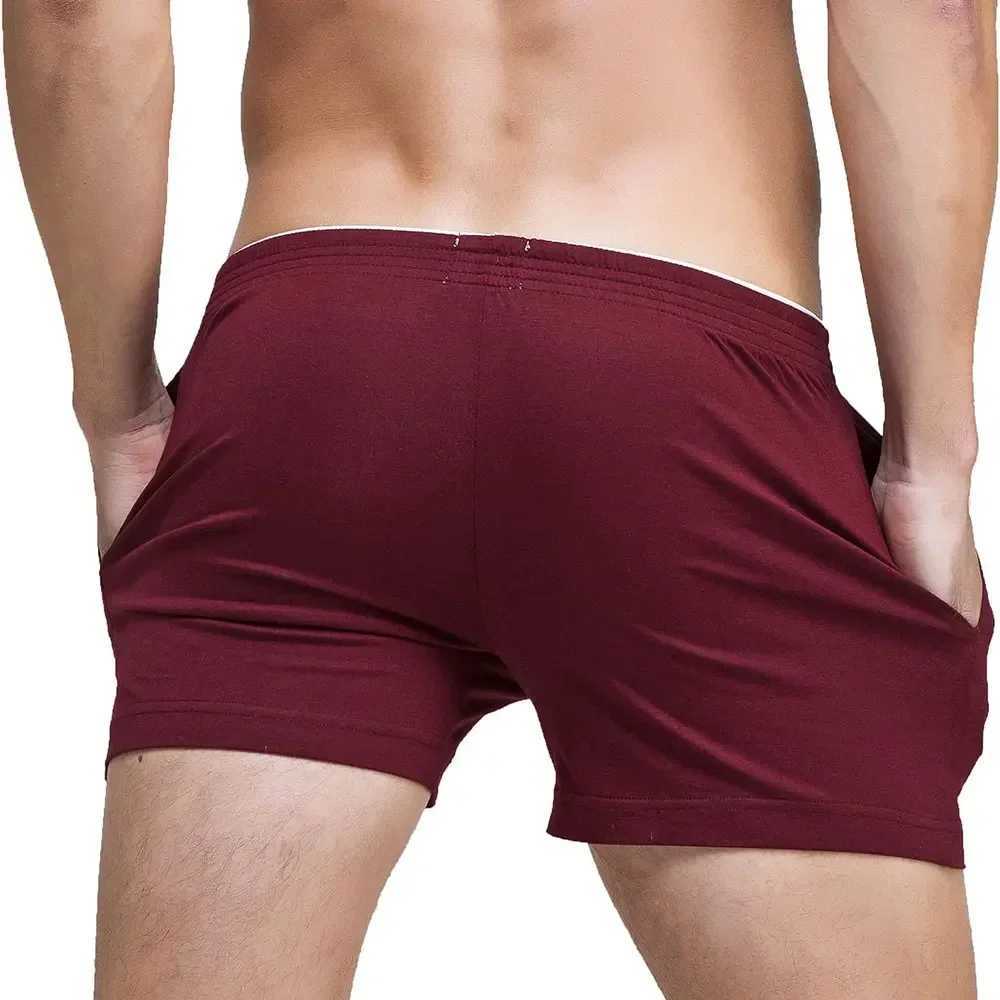 Mens Running Workout Active Shorts Cotton Gym Training Lounge Sleep Bottoms Elastic Waist Casual Pajama Pocket Jogger Home WearXJ241226