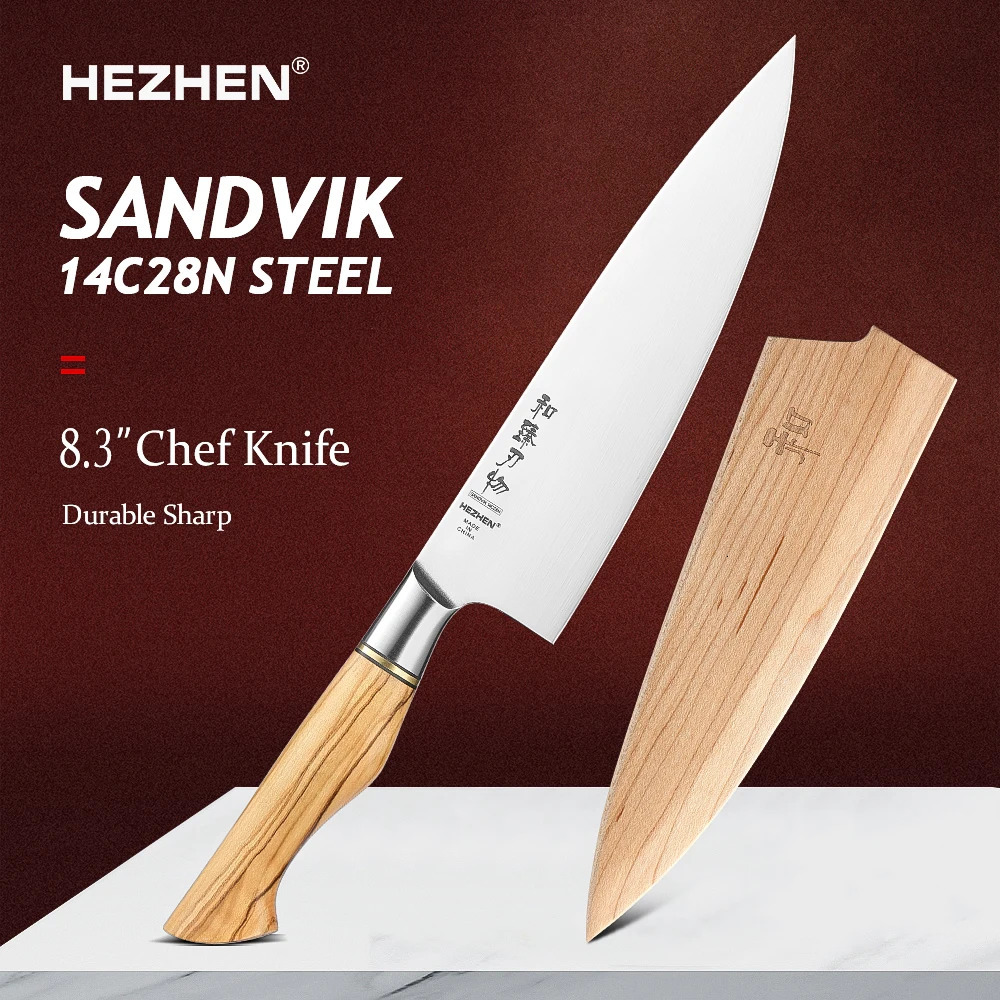 Henan Master Series 8.3-inch Sandvik 14C28N Steel Kitchen Knife with Olive Wood Handle Food Slices Meat and Fish 241225