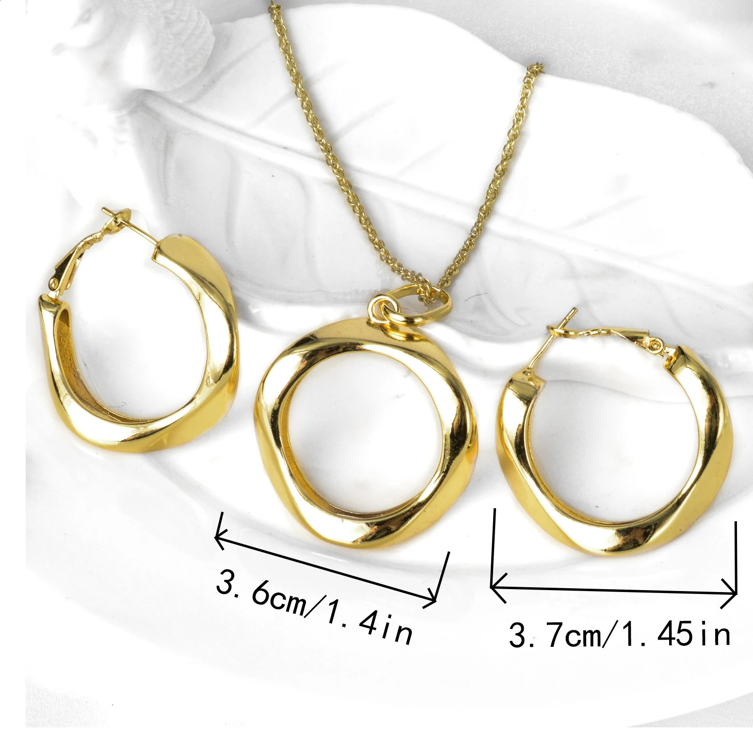 Sunny Jewelry Sets Gold Color Copper Round Earrings Pendent Necklace For Women For Wedding Party Gift Classic 241226