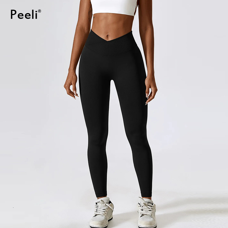 Scrunch Butt Gym Women Clothing V Cross High Waist Pants Seamless Sports Femme Push Up Yoga Leggings