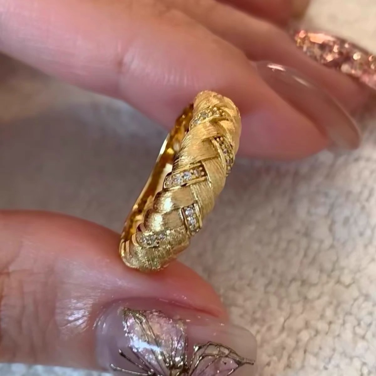 2025 Choucong Vintage Jewelry Wedding Rings 925 Sterling Silver 18K Gold Fill 5A Cubic Zircon CZ Diamond Elegant Party Eternity Women Weave Ring Gift