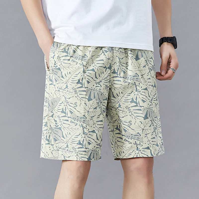 High quality fashionable printed shorts for men Hawaiian beach casual shorts outdoor sports elastic waist 6XL oversized red pocket half pants W241226