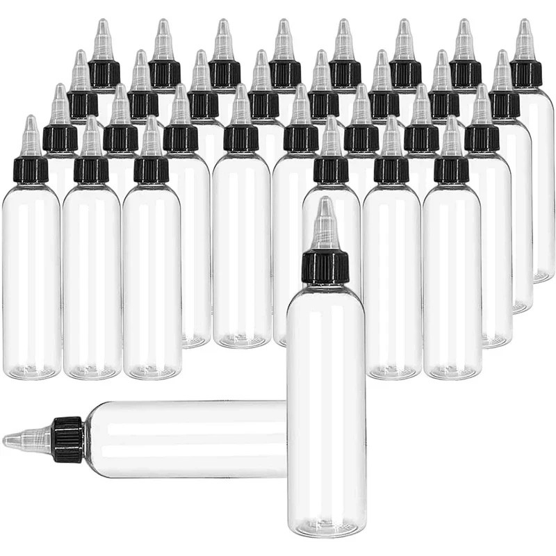 30PCS 30ml/60ml/100ml/120ml Plastic Refillable Bottle PET Oil Liquid Dropper Bottles Twist Top Cap Tattoo Pigment Ink Containers 241225