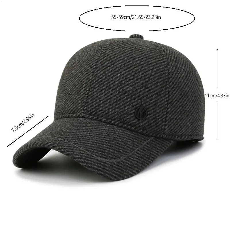 Auturnn Thick Warm Men Winter Baseball Cap With Ear Flaps Ideal choice for Gifts 241226