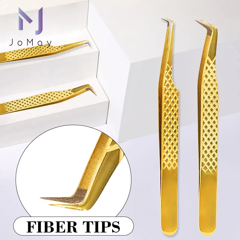 Fiber Eyelash Extension Tweezer Volume Precise Diamond Grip Fiber Tip Stainless Steel High Quality Eyebrow Makeup 241223
