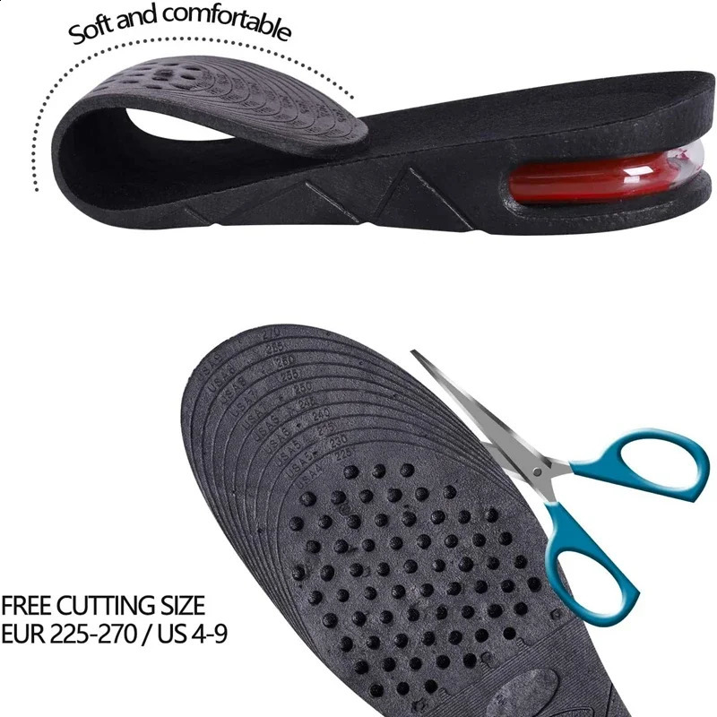 Height Increase Insoles Air Shoe Cushion Lift Insert Men Women 3-9cm Invisible Variable Insole Adjustable Cut Taller Support Pad 241226