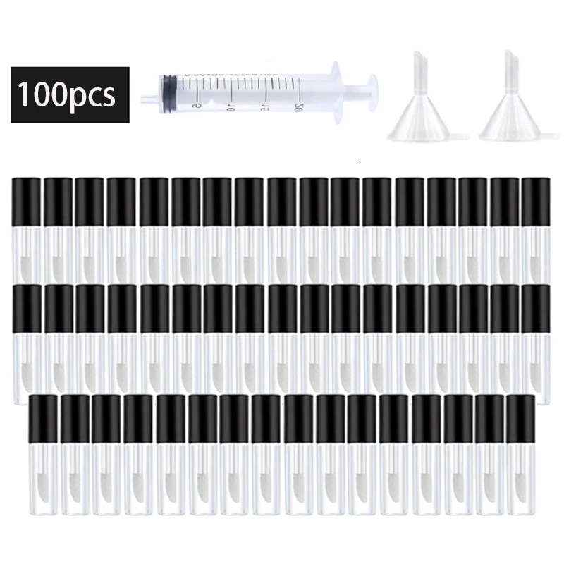 100PCS 1.2ML Empty Clear Mini Lip Gloss Tube Mini Refillable Lip Balm Bottles with Rubber Inserts for DIY Makeup Containers 241225
