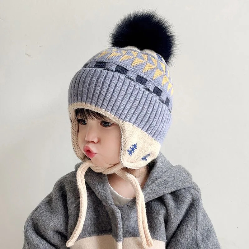 Winter Baby Hat Pompom Fleece Lining Beanie Infant Bonnet Kids Cap for Girls Boys Bobble Children 14Y 241225