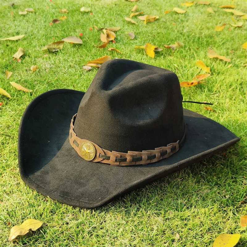 Western style denim hat mens denim hat mens denim hat mens jazz hat cs wide brown fashionable felt Fedora hat wholesale Panama sombrero hombre W241225