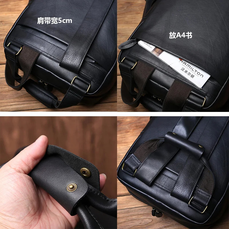 Retro Leather Mens Backpack Top Layer Leather Large Capacity Computer Backpack Crazy Horse Leather Leisure Travel Men Bag NZPJ 241225