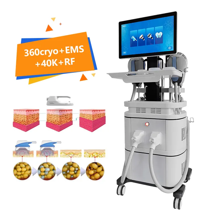 4 In 1 Cryopolysis Fat Removal Body Shaping Slimming Ems Muscle Stimulator Body Contouring RF Skin Tightening Cryo Slimming Weight Loss 40k Cavitation