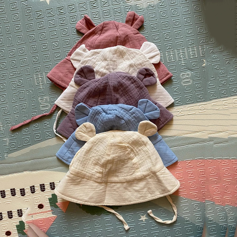 Muslin Cotton Baby Hat Summer Infant Cap Soft Sun Hats Panama for Kids Girls Boys Bucket Accessories Children 312M 241225