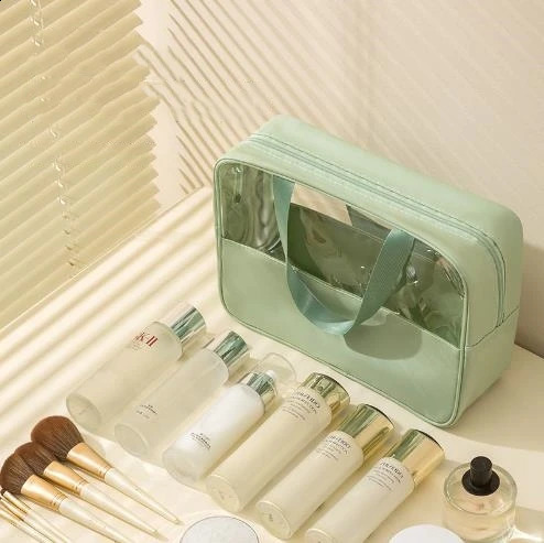 Portable cosmetic bag with large capacity and good looks travel storage bag PU splicing toiletry bag 241226